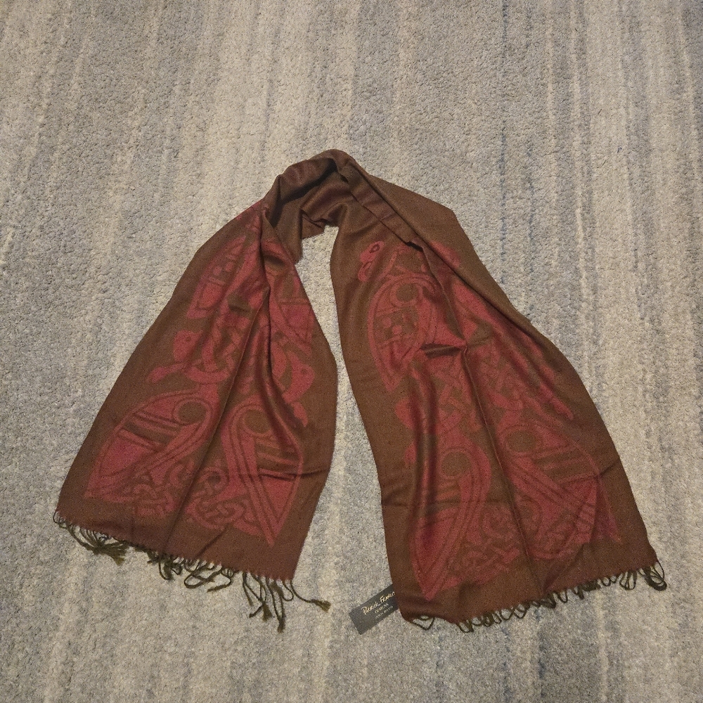 Patrick Francis 100% Wool Lightweight Reservable Fringed Scarf